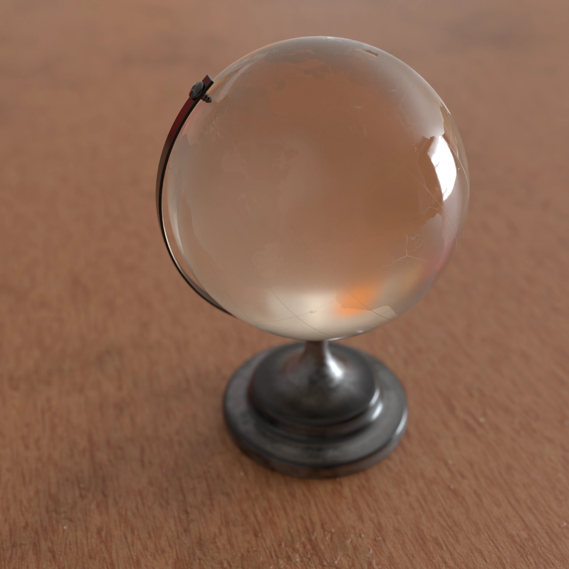 Photorealism attempt of my glass globe on my desk