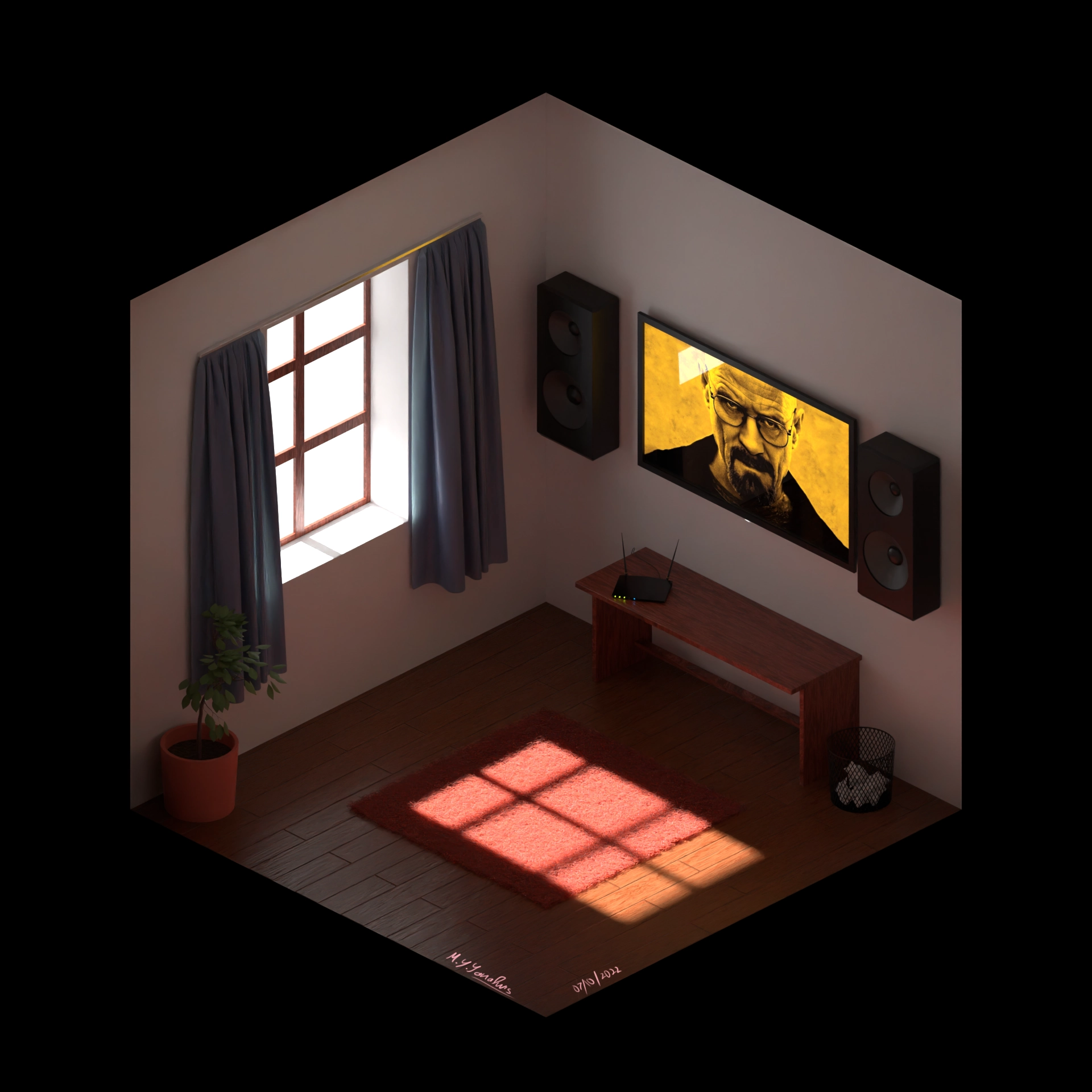 Isometric Scene Inspired by my friend's drawing